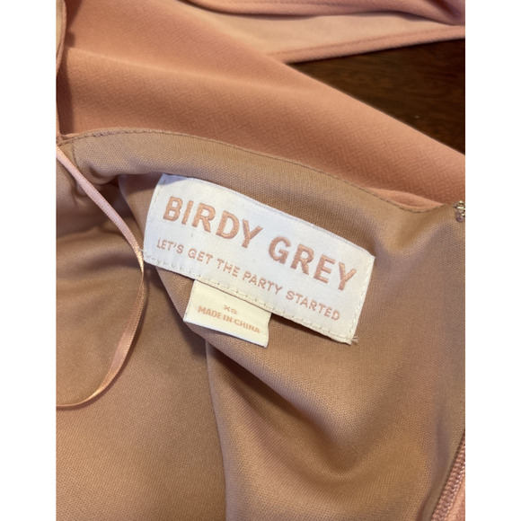 Birdy Grey Pink Bridesmaid Dress Size XS Benny Tie Back Crepe Dusty Rose Maxi - Picture 3 of 10